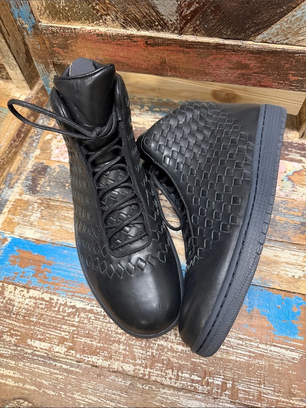 Jordan Black Woven High-Top Sneakers Size 10